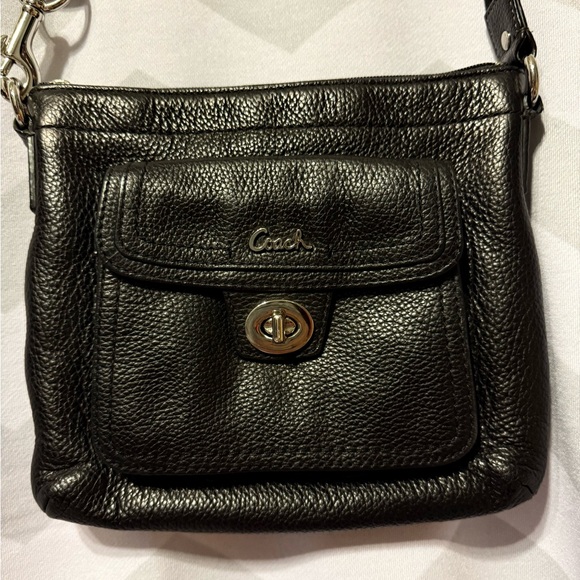 Coach Black Pebbled Leather Crossbody With Turnlock Pocket - Picture 1 of 11